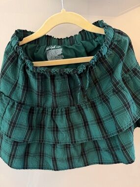 Cat & Jack Green and Black Plaid Tiered Mini Skort